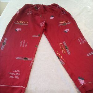 Gucci Silky Soft Women's Pajama Bottoms Colorful Designer Red With Gucci Logo